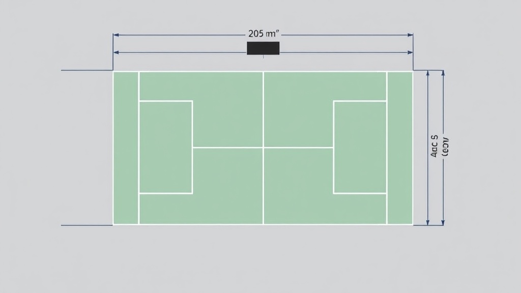 배드민턴 코트의 전체 치수를 위에서 본 다이어그램